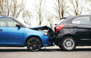 Rear-end car accident on the road